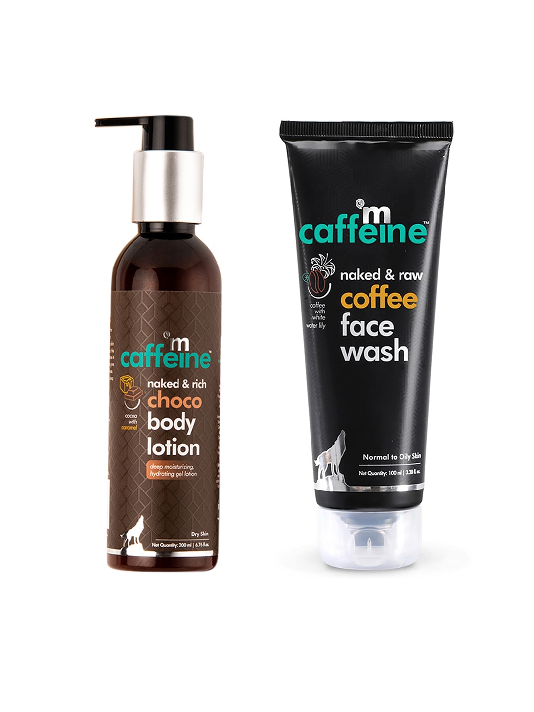 

MCaffeine Set Of Naked & Rich Choco Body Lotion - Naked & Raw Coffee Face Wash, Brown