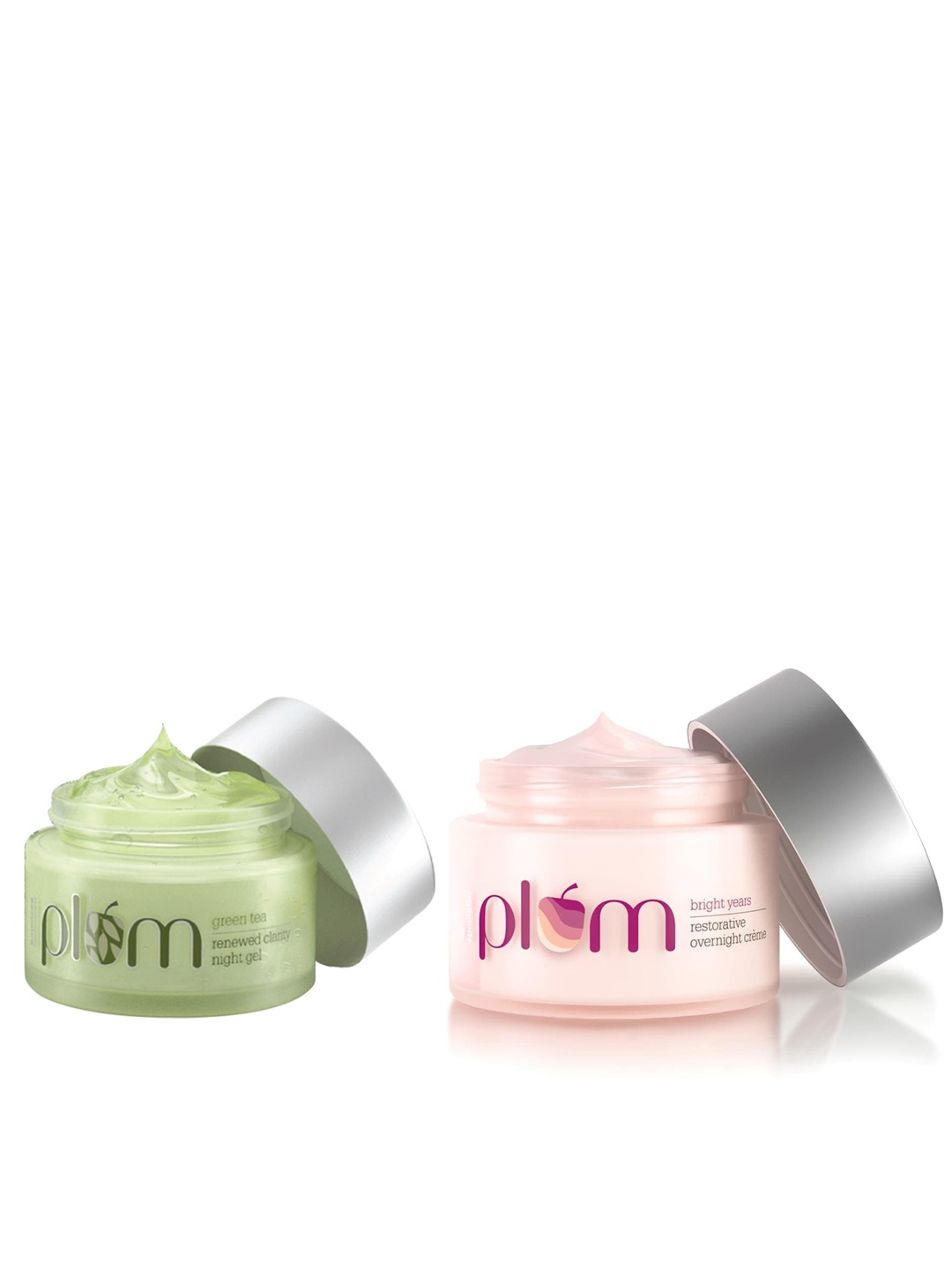 

Plum Green Tea Renewed Clarity Sustainable Night Gel & Overnight Creme, Pink