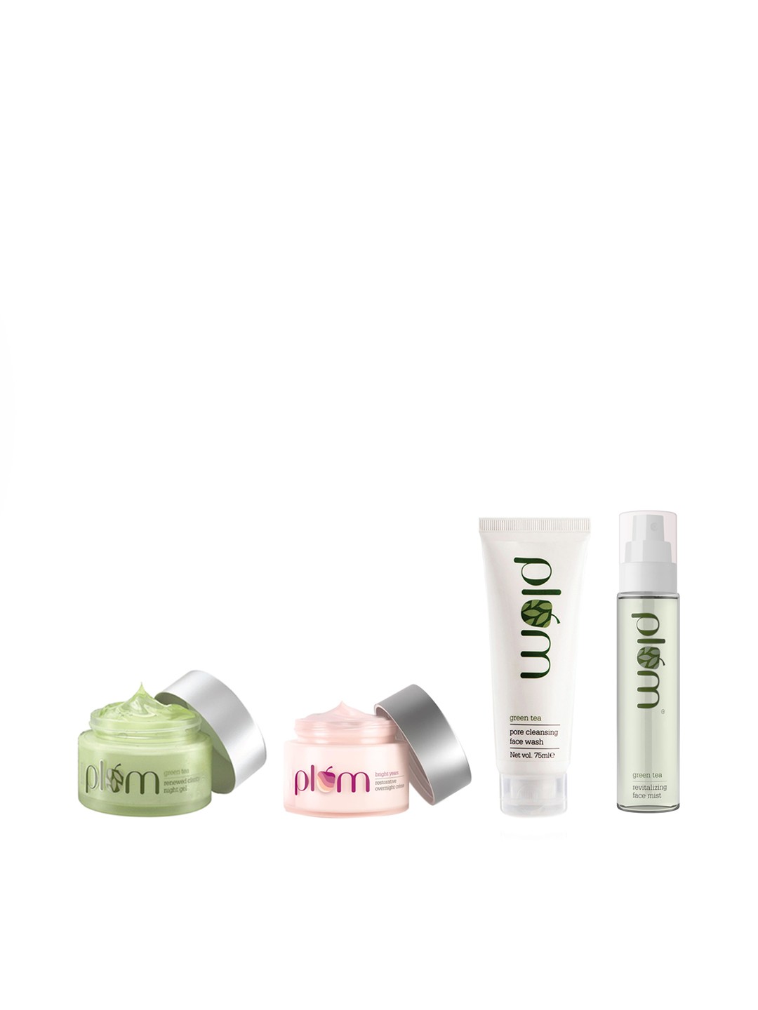 

Plum Set Of Sustainable Overnight Creme- Face Mist-Night Gel- Face Wash, Pink