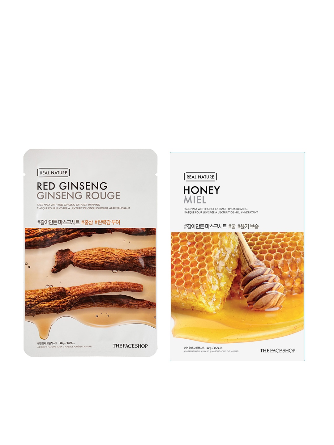 

The Face Shop Set of Real Nature Red Ginseng & Honey Face Masks, White