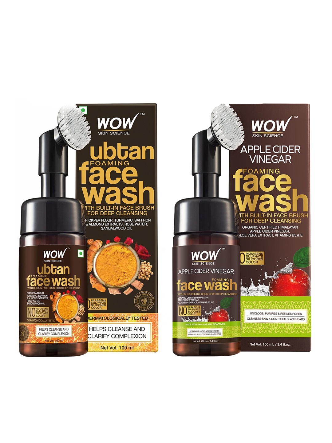 

WOW SKIN SCIENCE Unisex Set of 2 Face Washes, Brown
