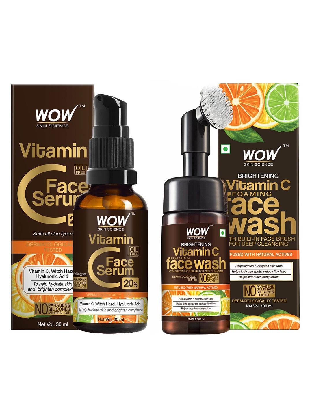 

WOW SKIN SCIENCE Unisex Set of Vitamin C Face wash & Vitamin C Face Serum - 130 ml, Brown