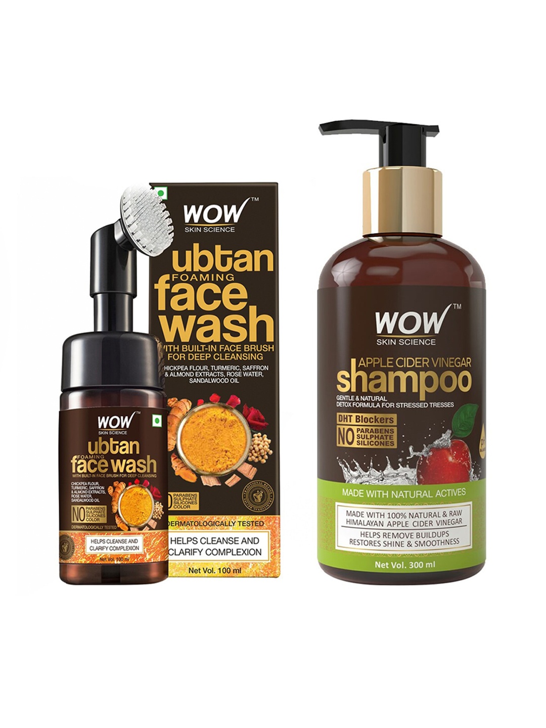 

WOW SKIN SCIENCE Unisex Set of Face Wash & Shampoo - 400 ml, Brown