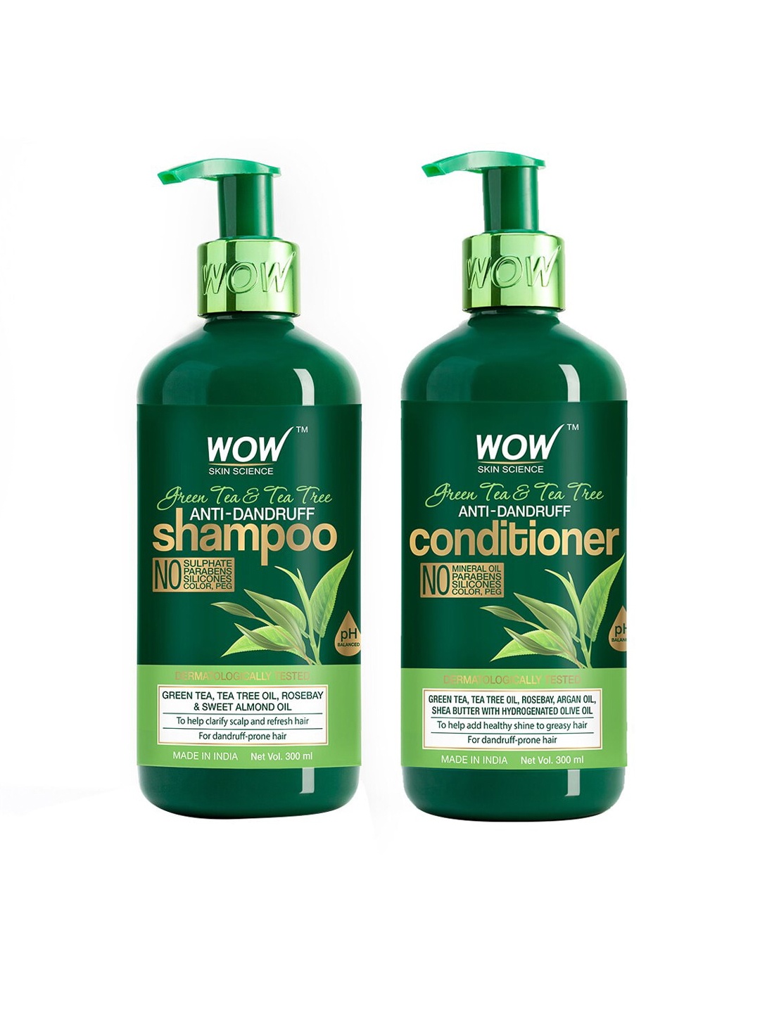 

WOW SKIN SCIENCE Unisex Set of Green Tea Shampoo & Conditioner 600 ml