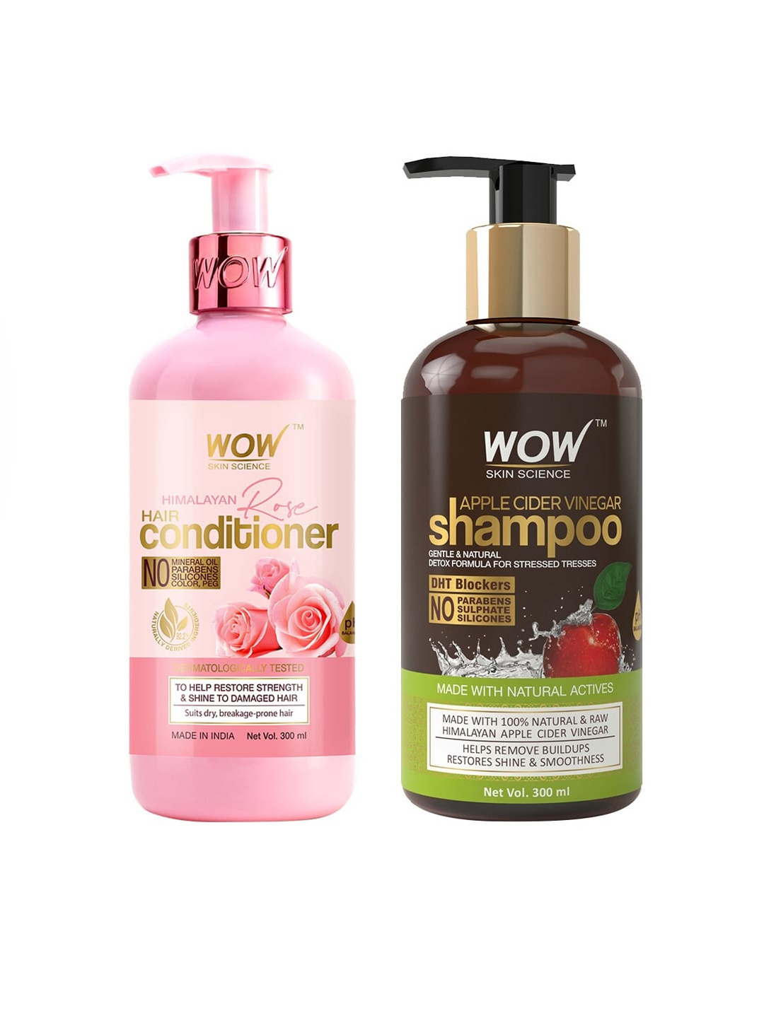 

WOW SKIN SCIENCE Unisex Set of ACV Shampoo & Himalayan Rose Conditioner - 600 ml, Brown