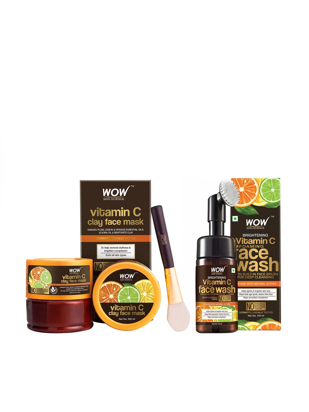 

WOW SKIN SCIENCE Unisex Set of Vitamin C Face Wash & Clay Mask - 300 ml, Brown