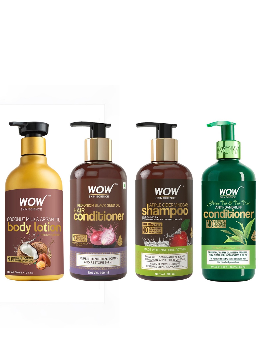 

WOW SKIN SCIENCE Set of Shampoo & Coconut Milk Body Lotion with 2 Conditioners, Brown