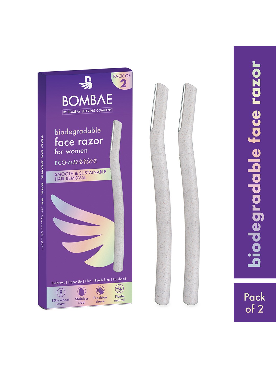 

Bombay Shaving Company Women Set of 2 Face & Eyebrow Razor, Purple