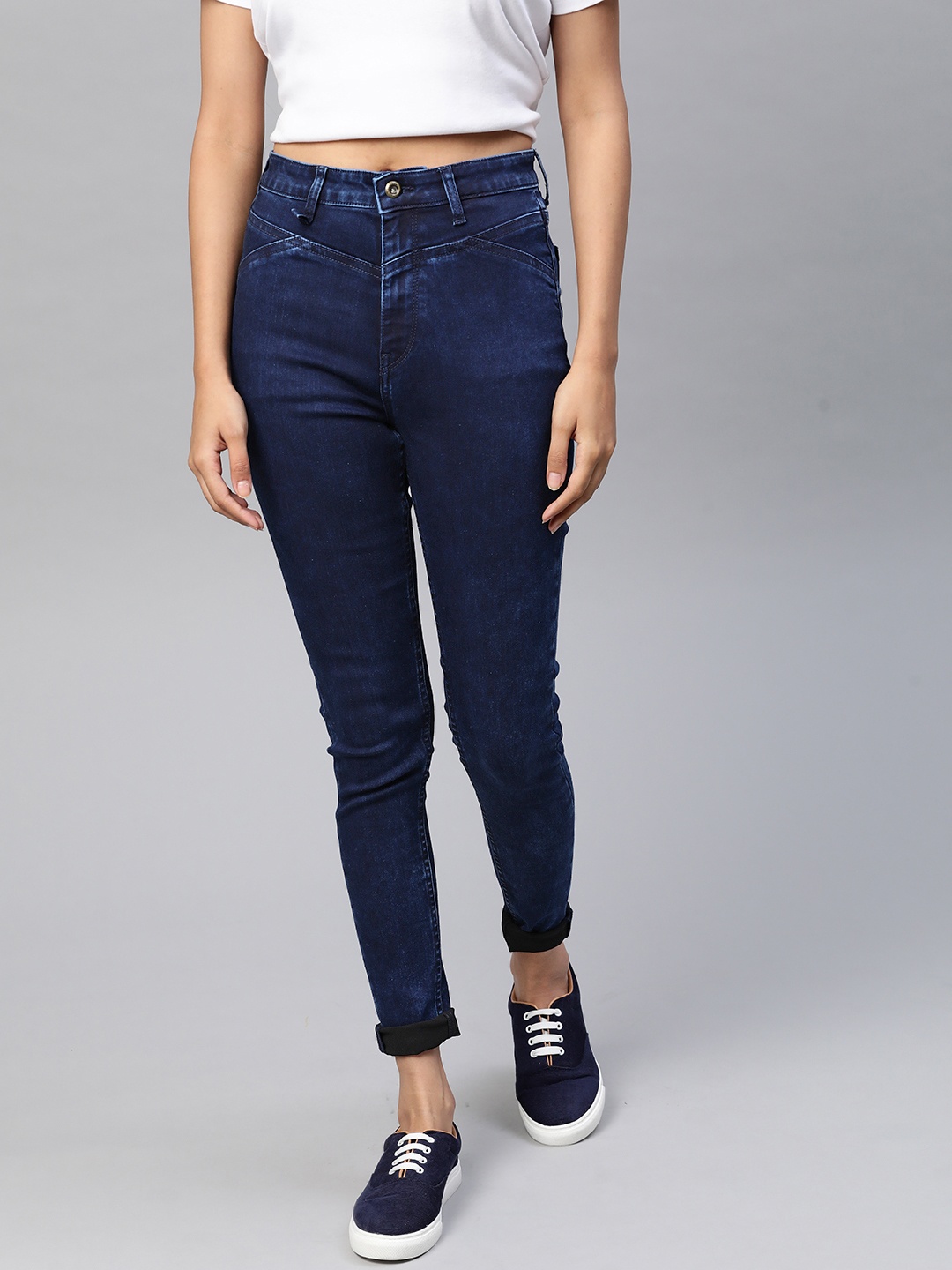 

Roadster Women Navy Blue High-Rise Stretchable Jeggings Fit Jeans