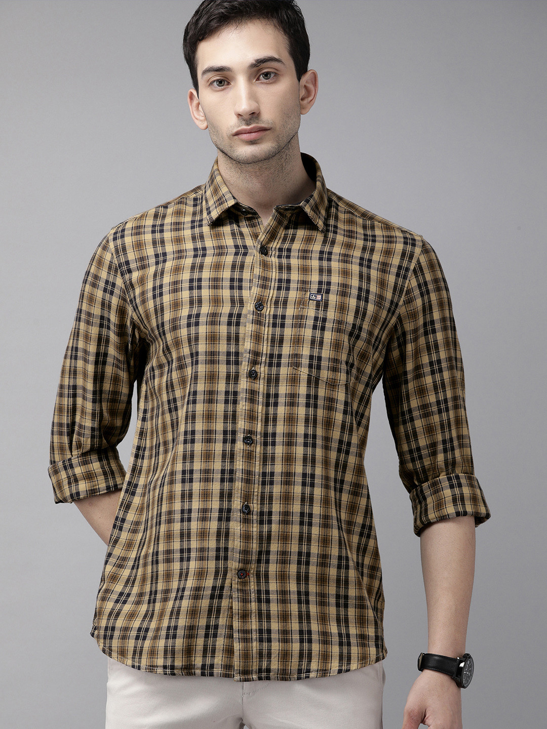 

Arrow Sport Men Khaki Manhattan Slim Fit Tartan Checked Casual Shirt