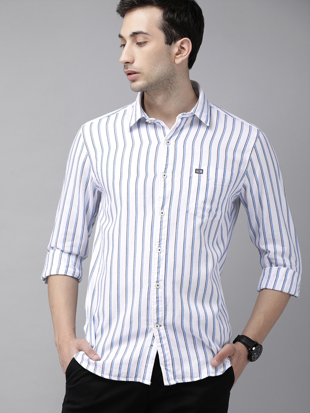 

Arrow Sport Men White Manhattan Slim Fit Striped Casual Shirt