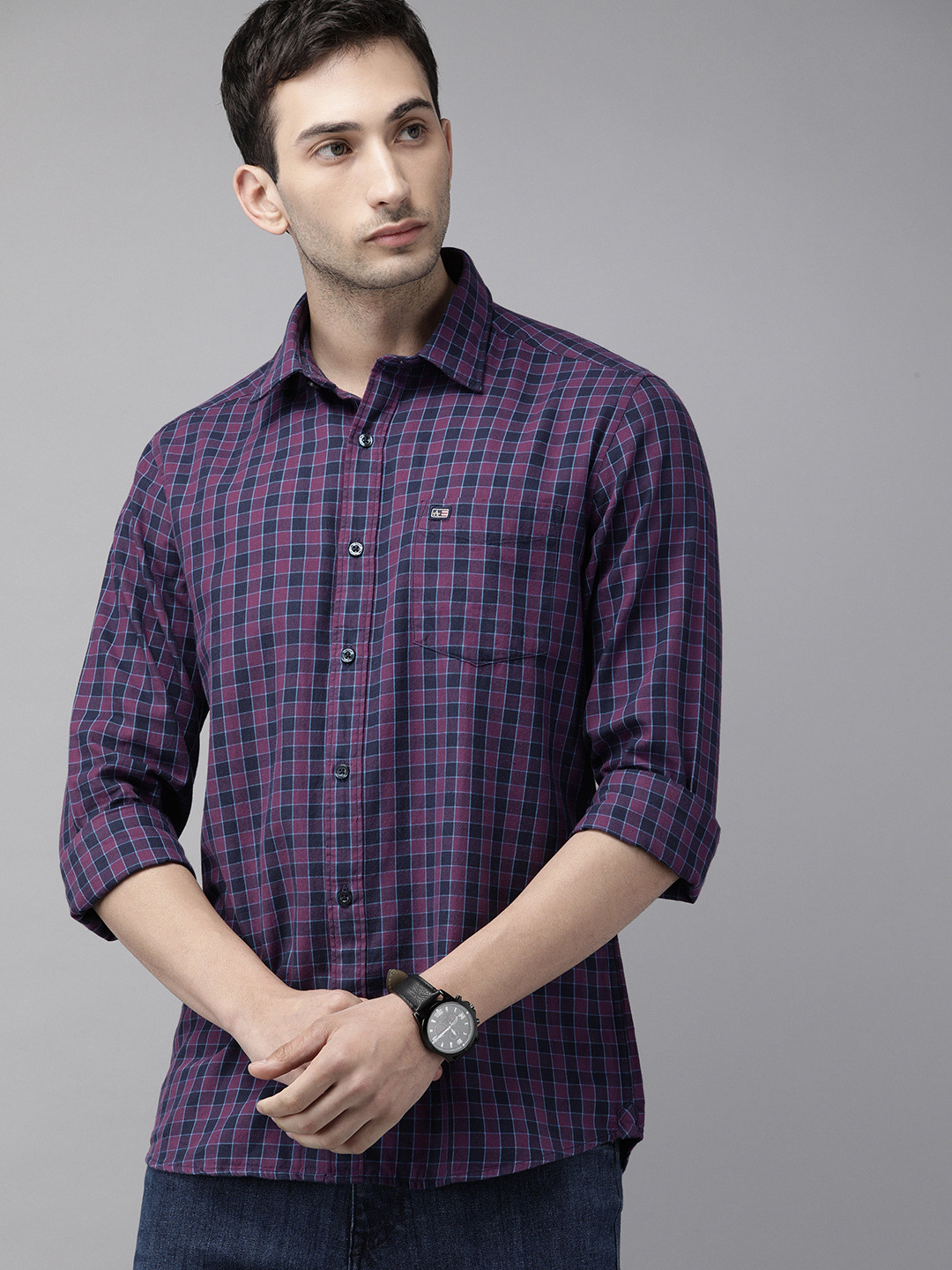 

Arrow Sport Men Purple Manhattan Slim Fit Gingham Checked Casual Shirt