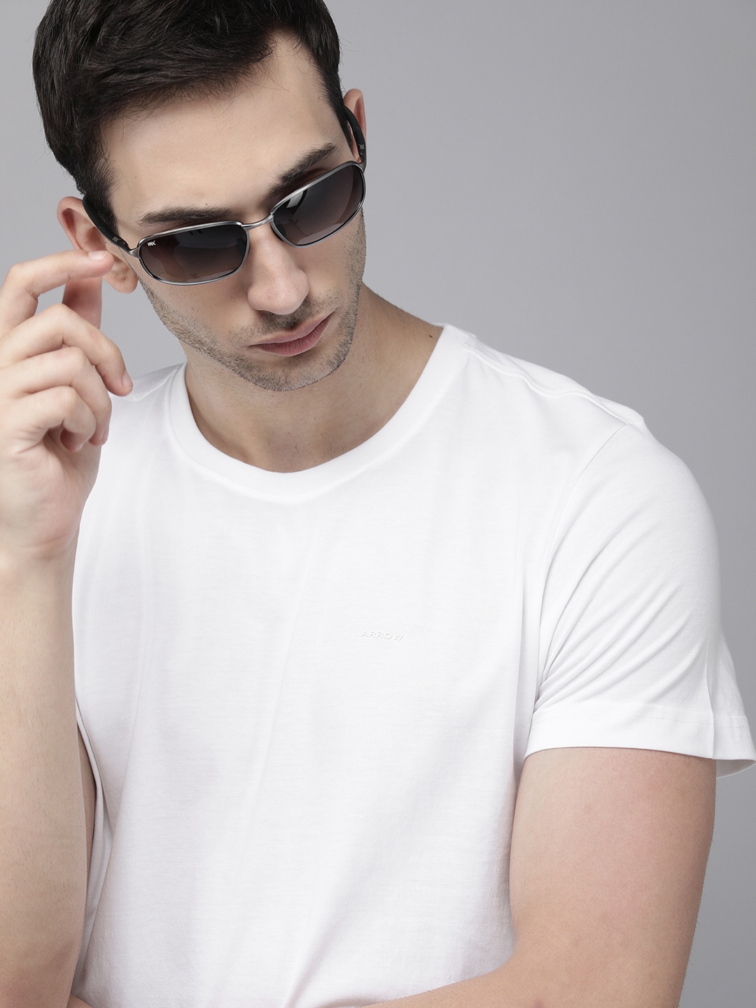 

Arrow Sport Men White Solid Casual Pure Cotton T-shirt