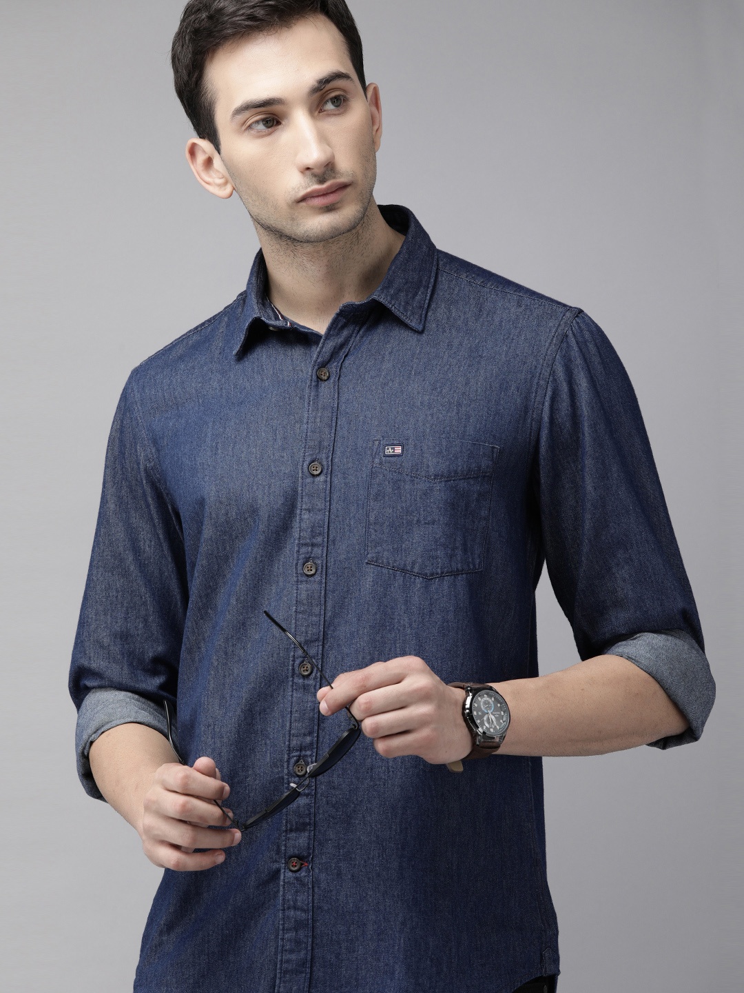 

Arrow Sport Men Blue Solid Slim Fit Casual Shirt