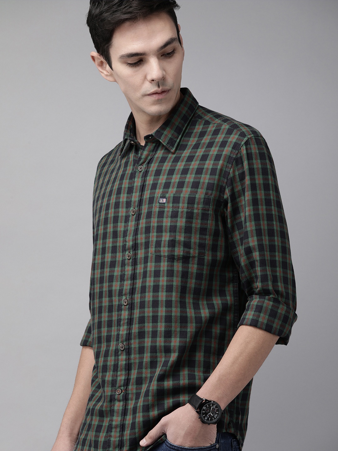 

Arrow Sport Men Blue Manhattan Slim Fit Checked Casual Shirt