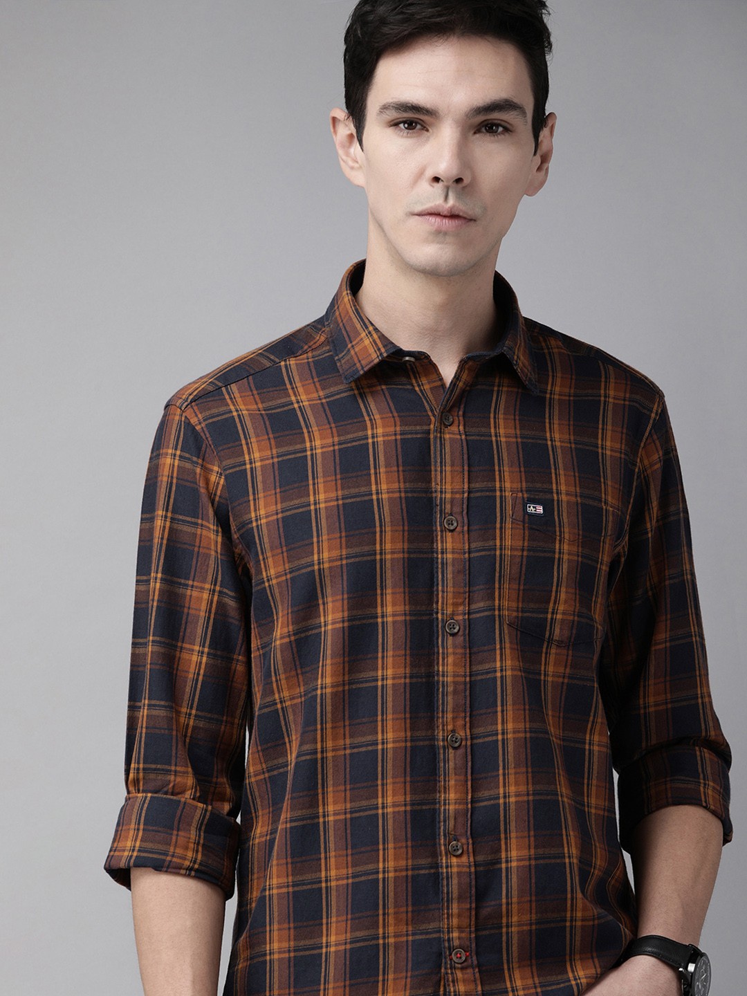 

Arrow Sport Men Blue Manhattan Slim Fit Tartan Checks Checked Casual Shirt