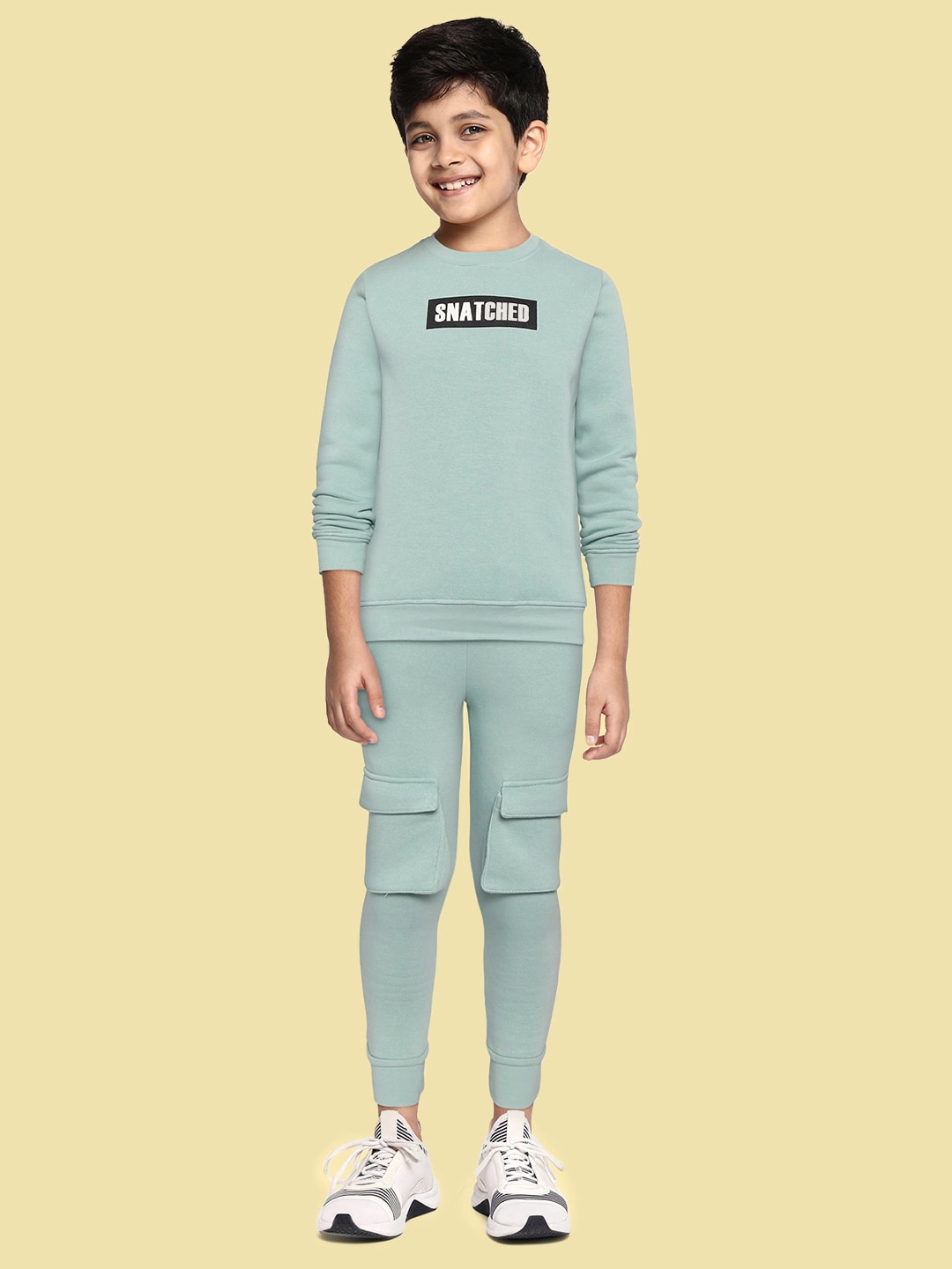 

YK Boys Sea Green & Black Typography Print Sweatshirt with Pyjama