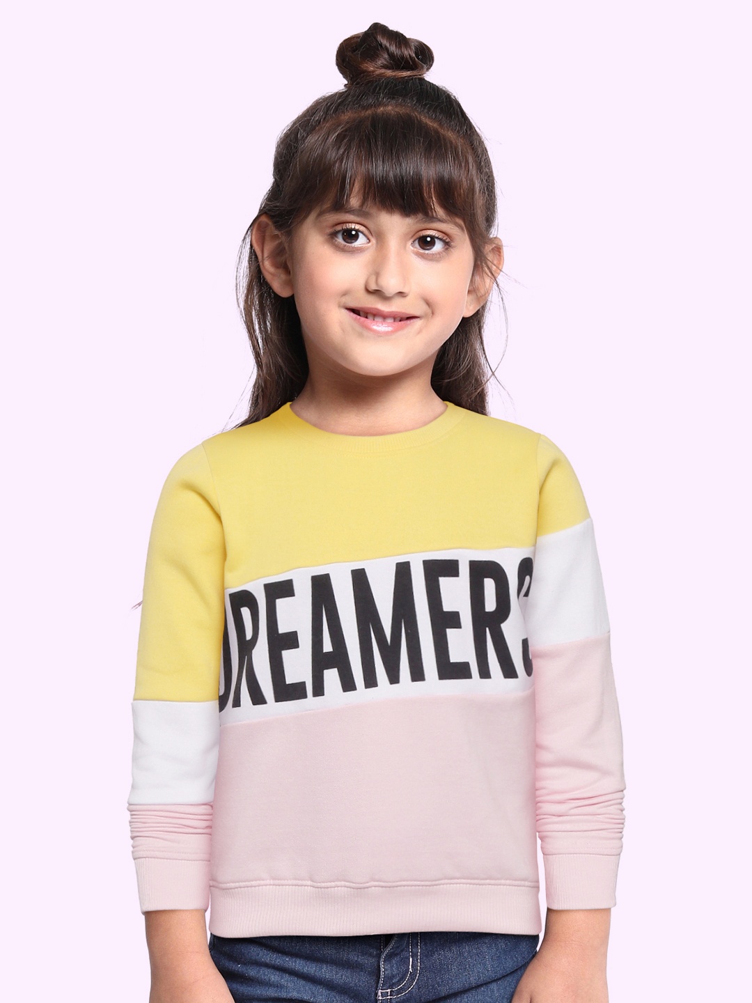 

YK Girls Yellow & Pink Printed Sweatshirt