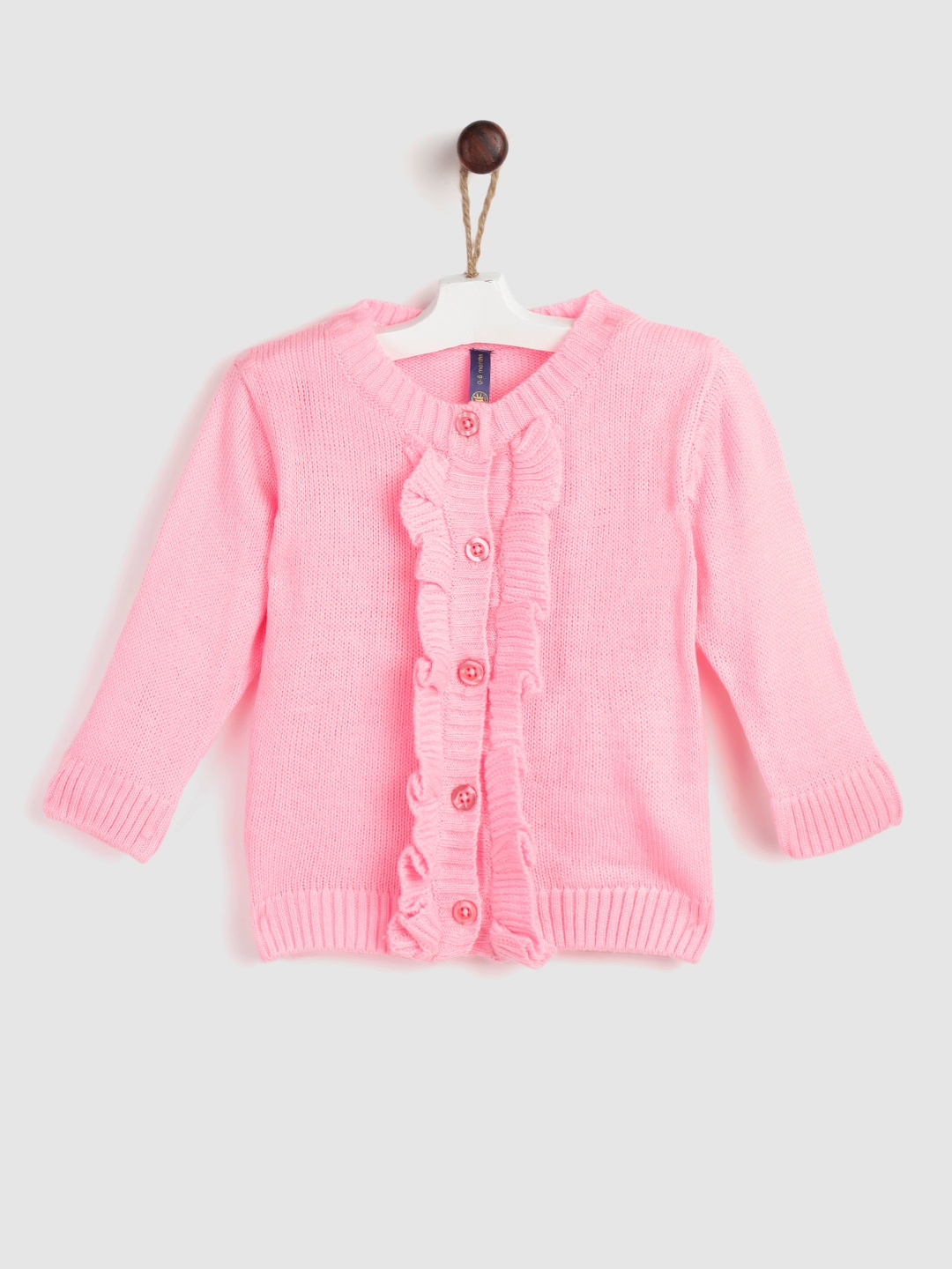 

YK Infant Girls Pink Ruffled Cardigan
