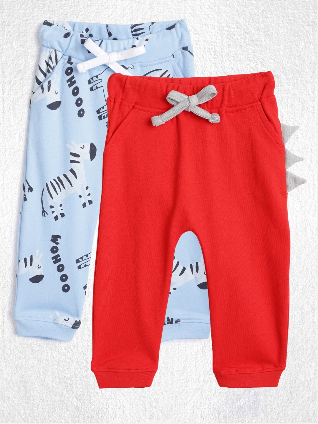 

YK Organic Infant Boys Pack of 2 Pure Cotton Joggers, Red