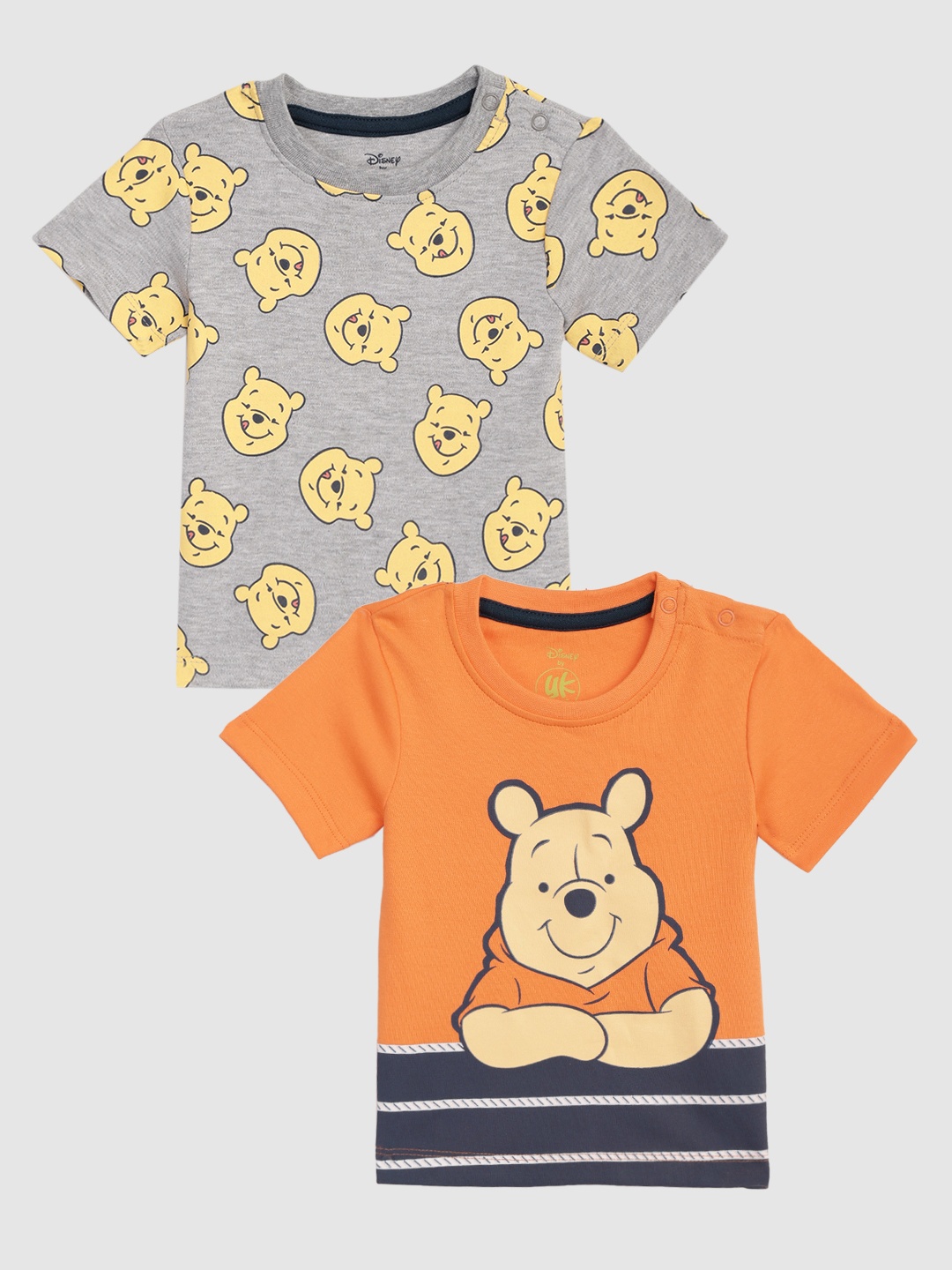 

YK Disney Infant Boys Pack of 2 Winnie the Pooh Print T-Shirts, Grey melange