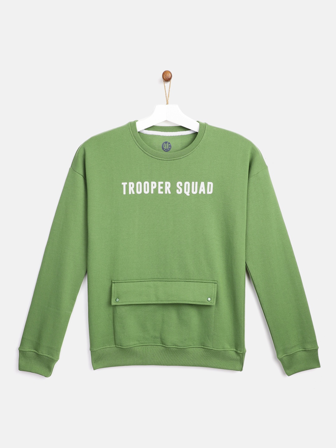 

YK Boys Olive Green Solid Sweatshirt