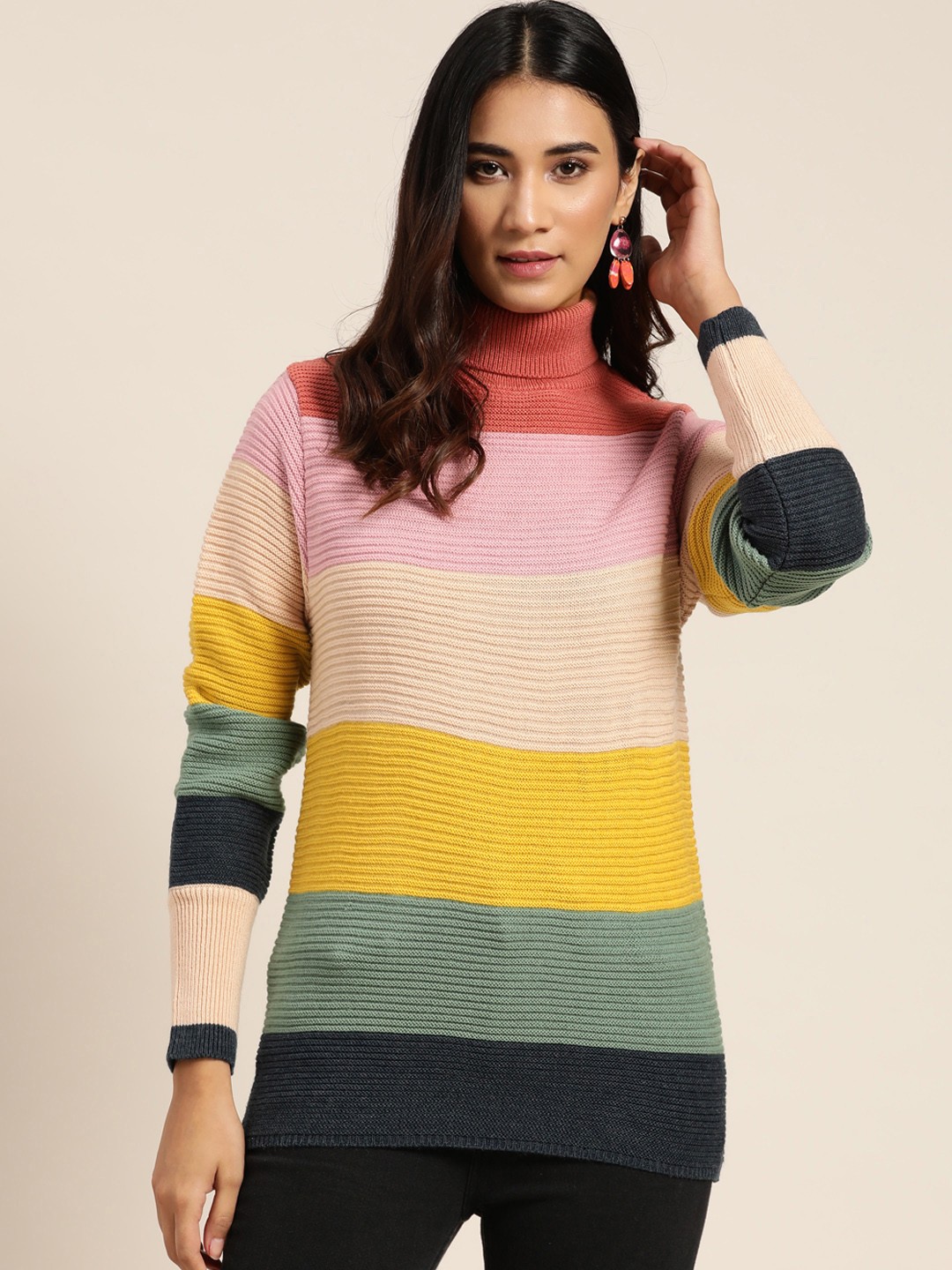 

Sangria Multicoloured Striped Sweater Top, Multi