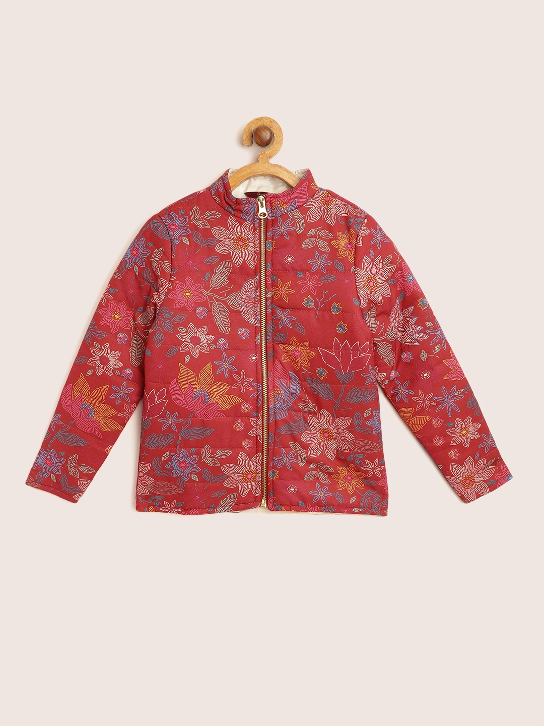 

Sangria Girls Red & Yellow Floral Print Tailored Jacket