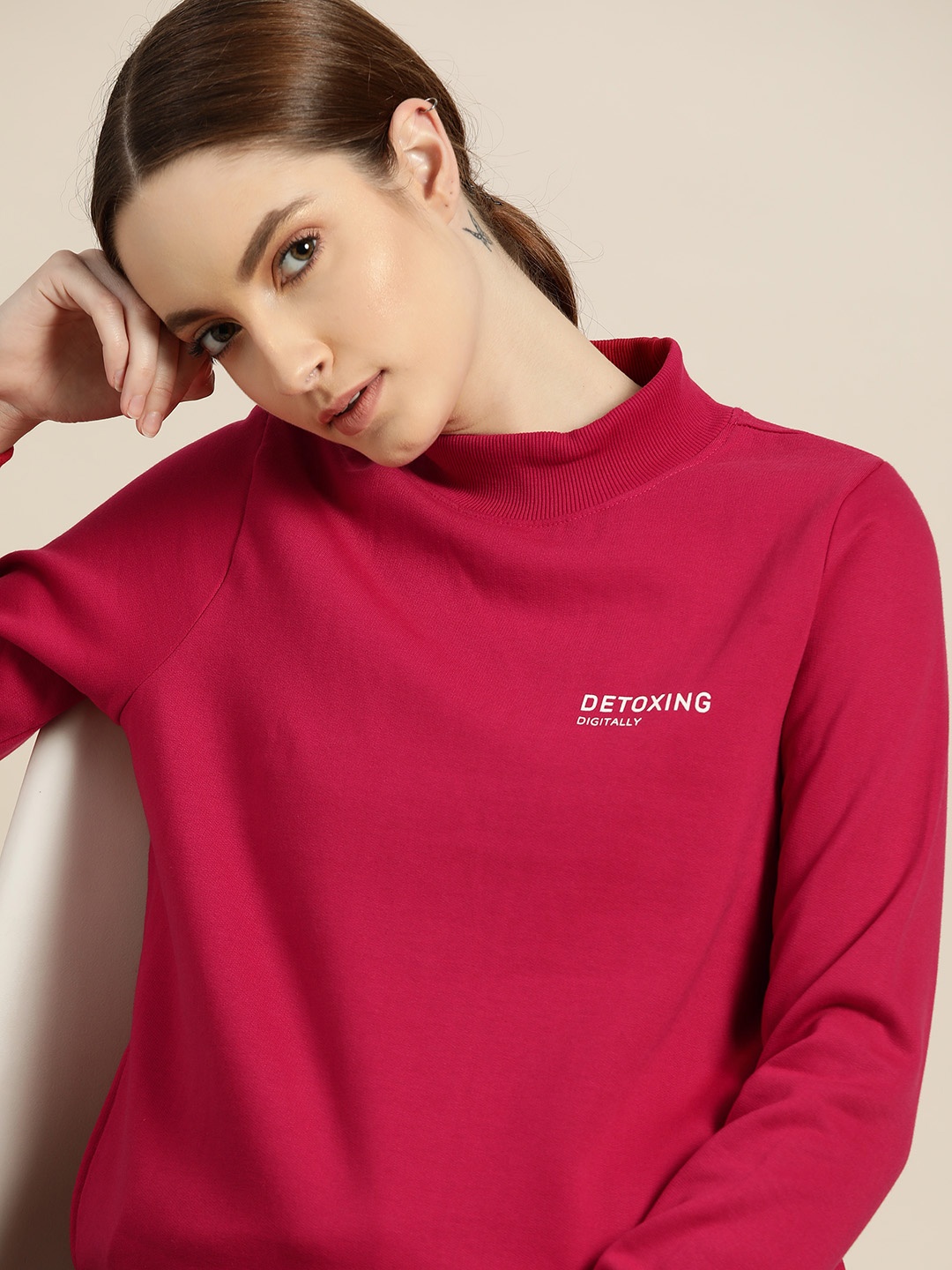 

ether Women Red Solid Sweatshirt