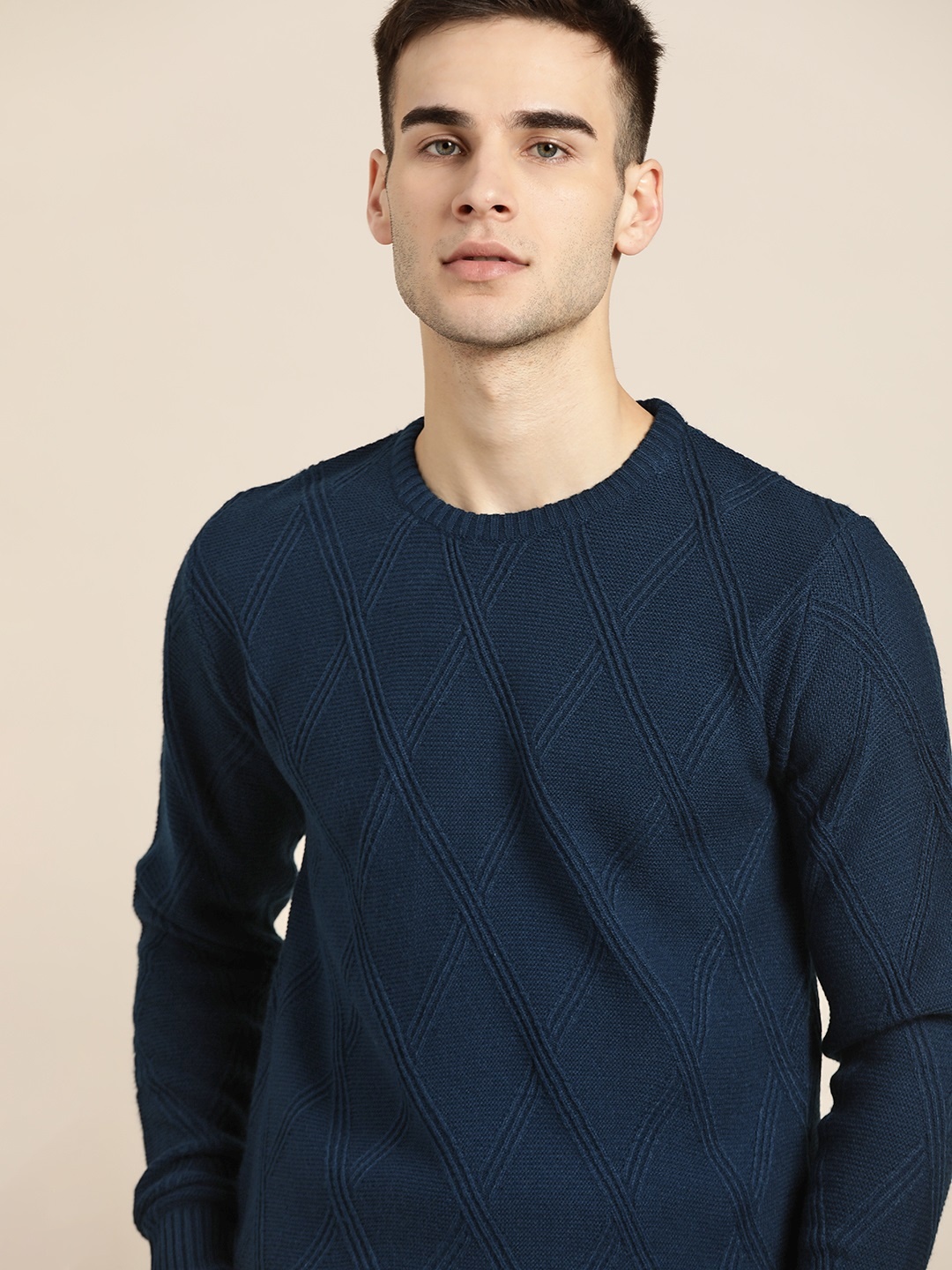 

ether Men Navy Blue Pullover