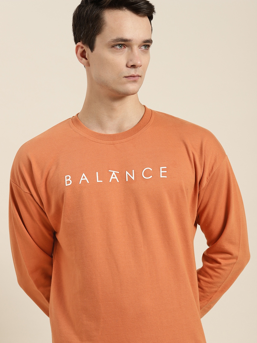 

ether Men Rust Orange Printed Sweatshirt