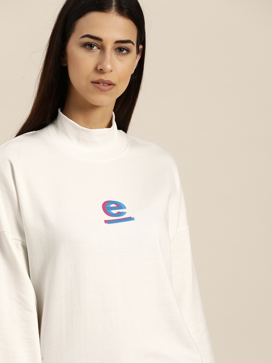 

ether Women White Brand Logo Print Detail Sweatshirt