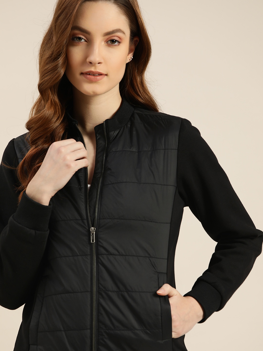 

ether Women Black Solid Bomber Jacket