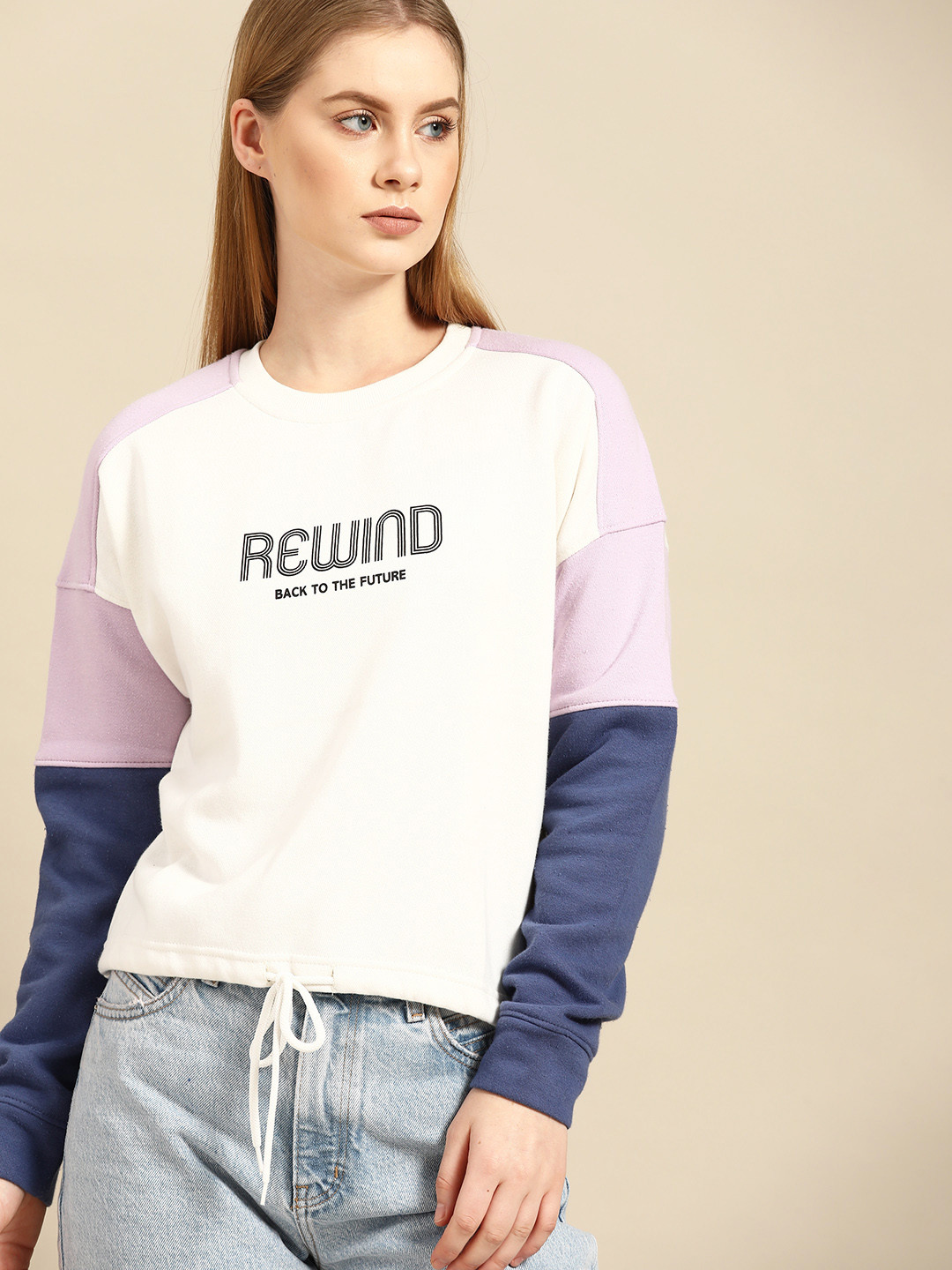 

ether Women White Printed Sweatshirt
