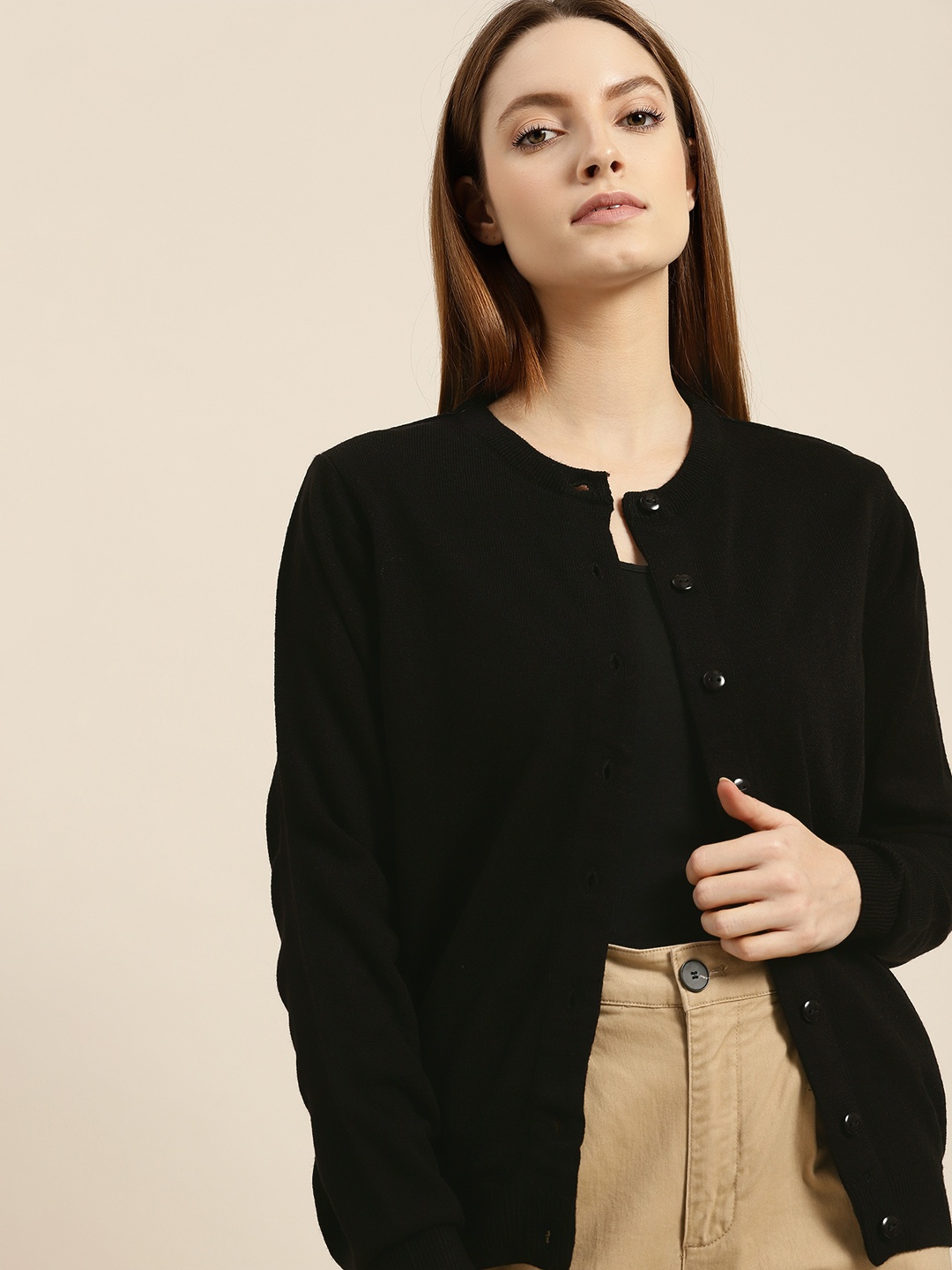 

ether Women Black Solid Cardigan