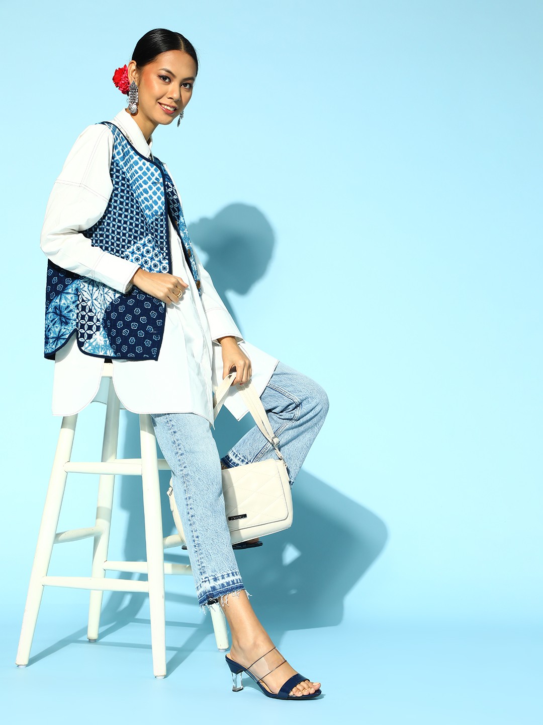 

Sangria Women Stunning Blue Geometric Fusion Jacket
