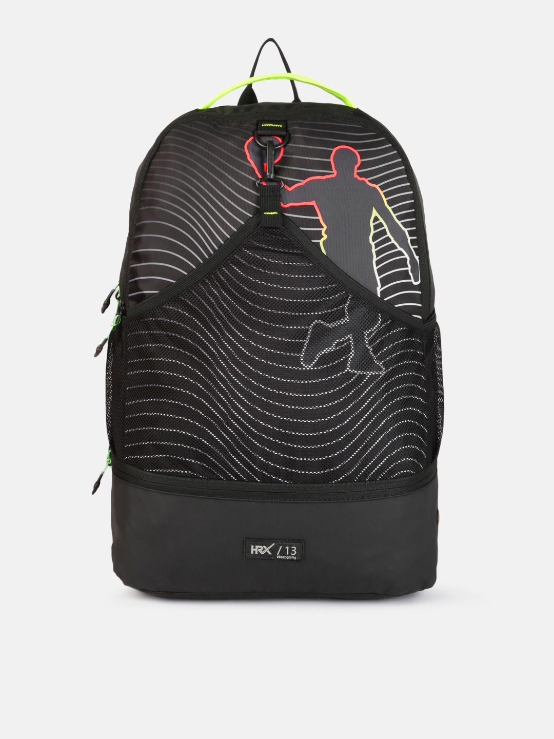 

HRX by Hrithik Roshan Unisex Black Graphic Jordan Backpack