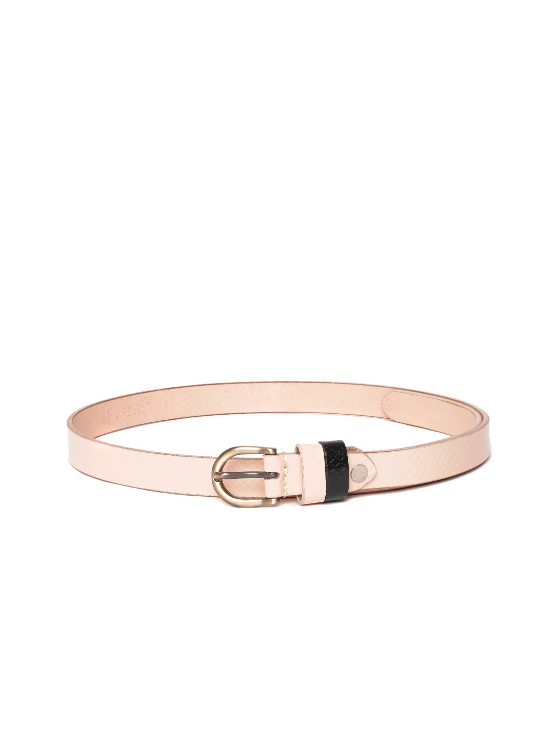 

Mast & Harbour Women Light Peach-Coloured Snakeskin Textured Leather Belt