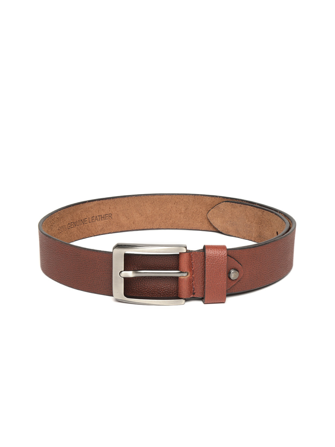 

WROGN Men Brown Grainy Textured Leather Belt
