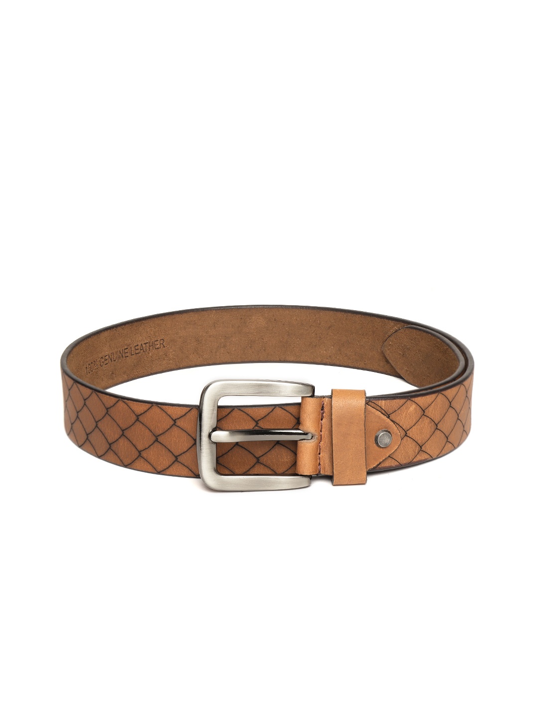 

WROGN Men Tan Brown & Black Snakeskin Textured Leather Belt