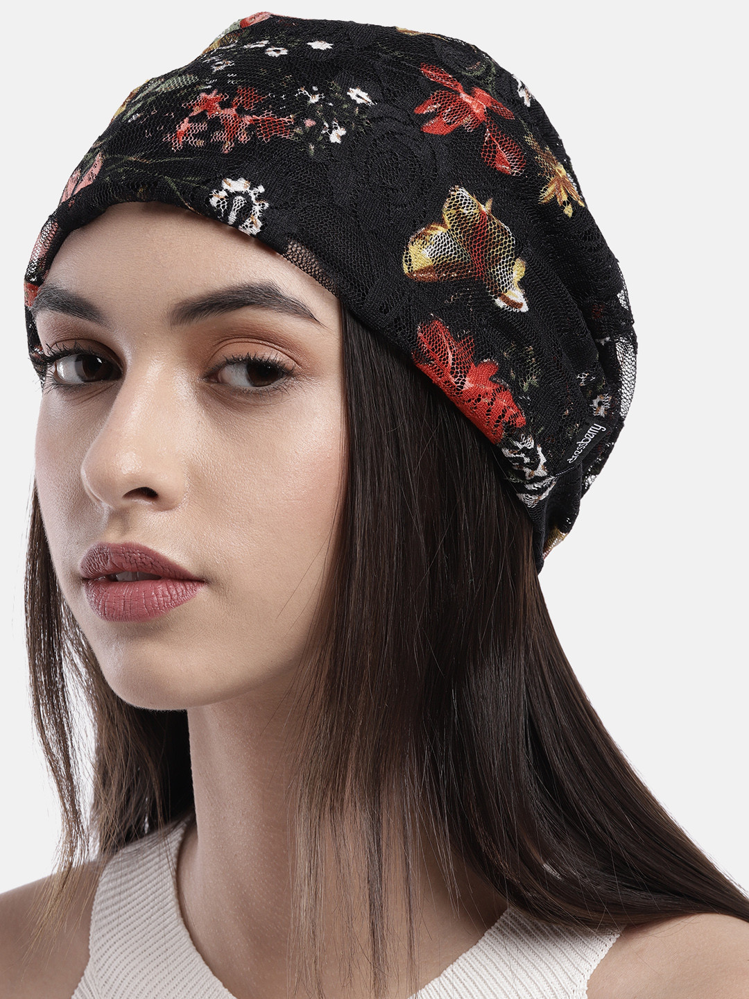 

DressBerry Women Black & Red Floral Lace Beanie