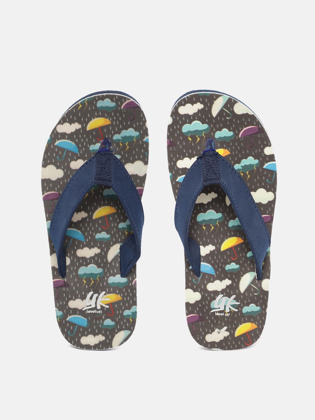 

YK Boys Navy Blue & Charcoal Grey Printed Thong Flip-Flops