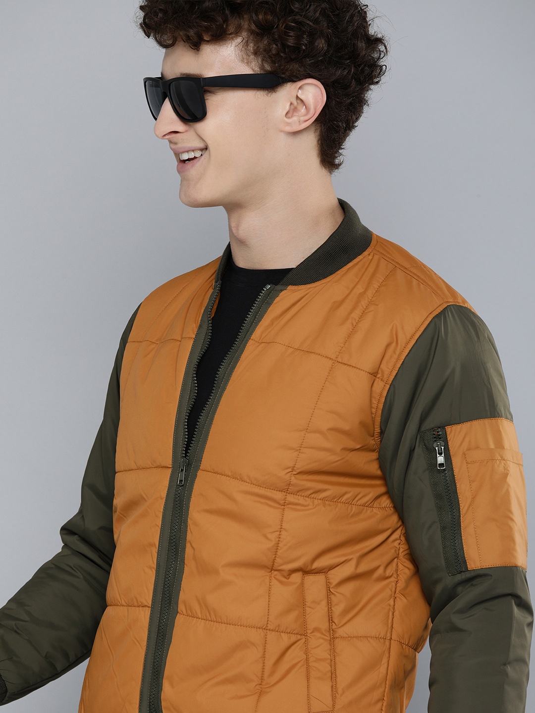 

HERE&NOW Men Tan Brown Bomber Jacket