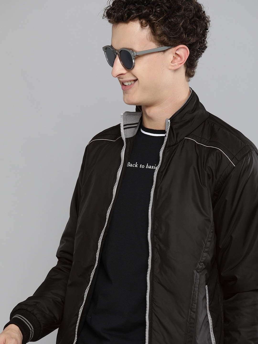 

HERE&NOW Men Black Bomber Jacket