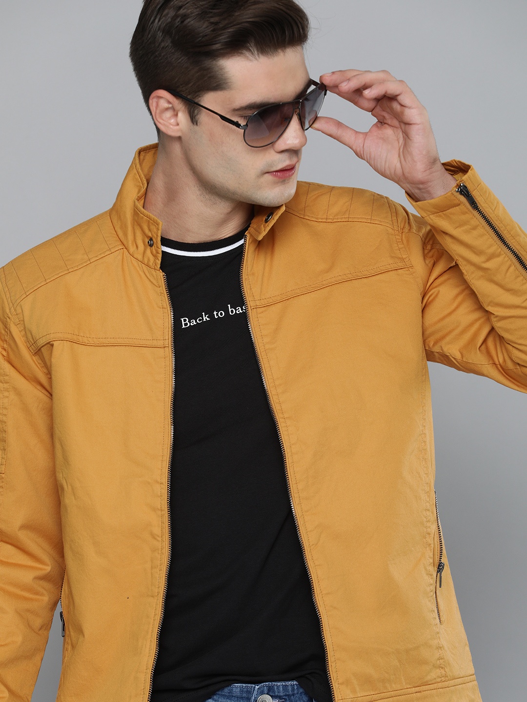 

HERE&NOW Men Mustard Yellow Solid Tailored Jacket