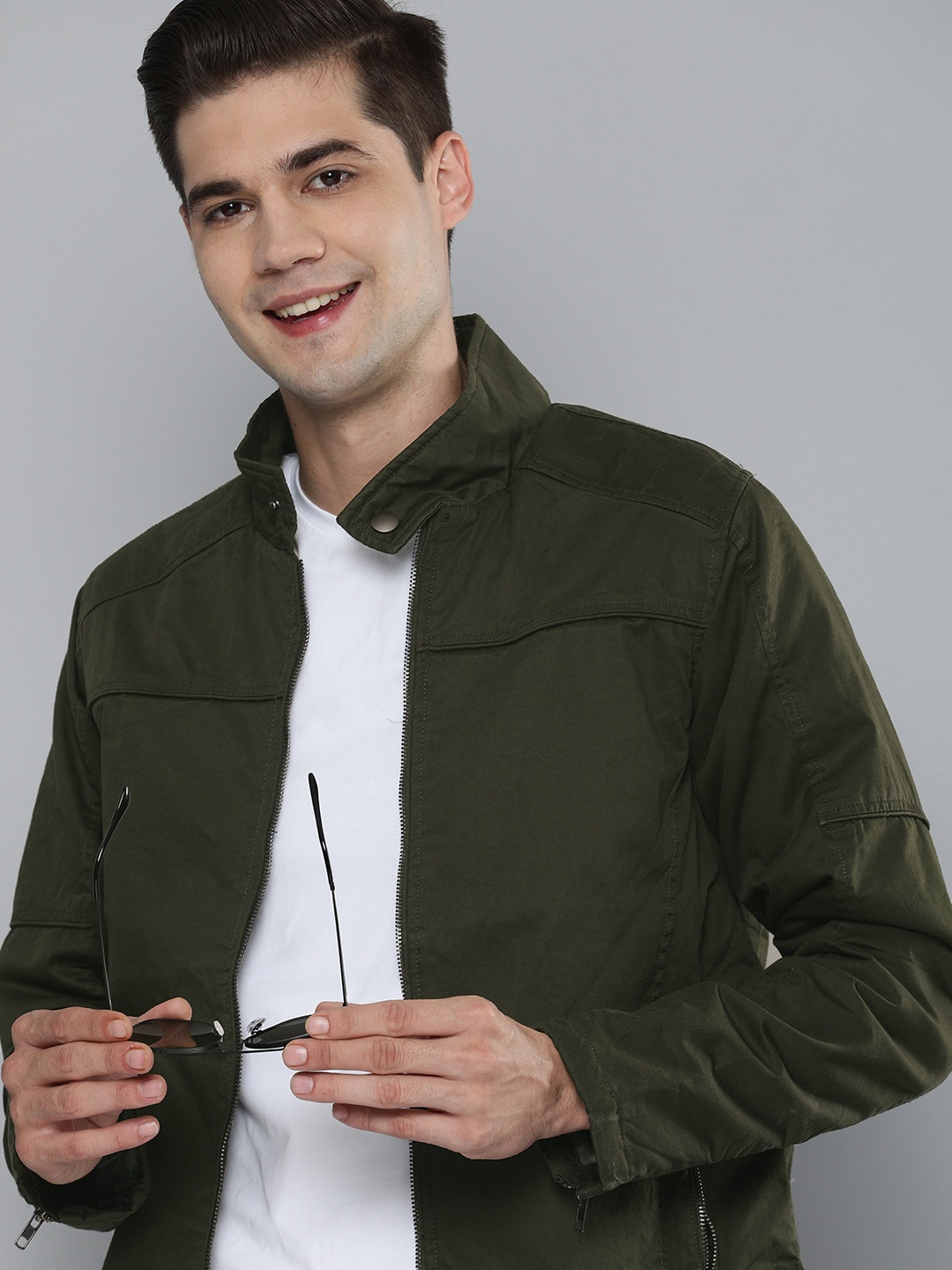 

HERE&NOW Men Olive Green Tailored Jacket