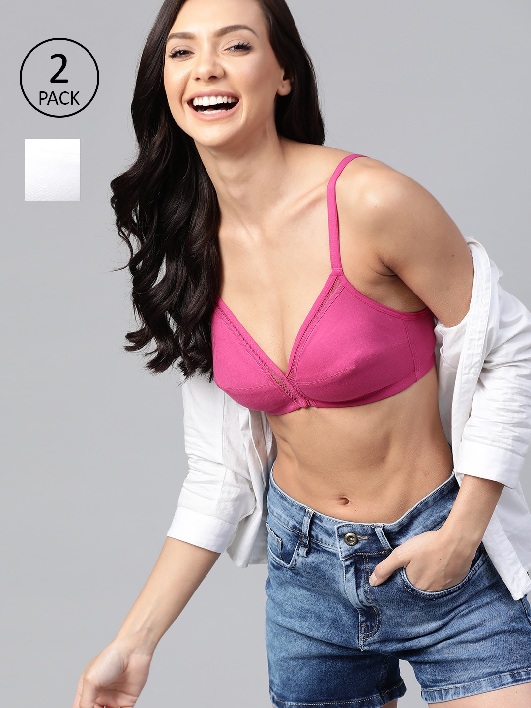 

Mast & Harbour Pack of 2 Everyday Bras Medium Coverage Non-Padded PM-MH-FG-01, White