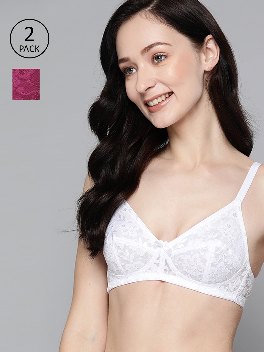 

Mast & Harbour Pack of 2 White & Magenta Floral Everyday Bra