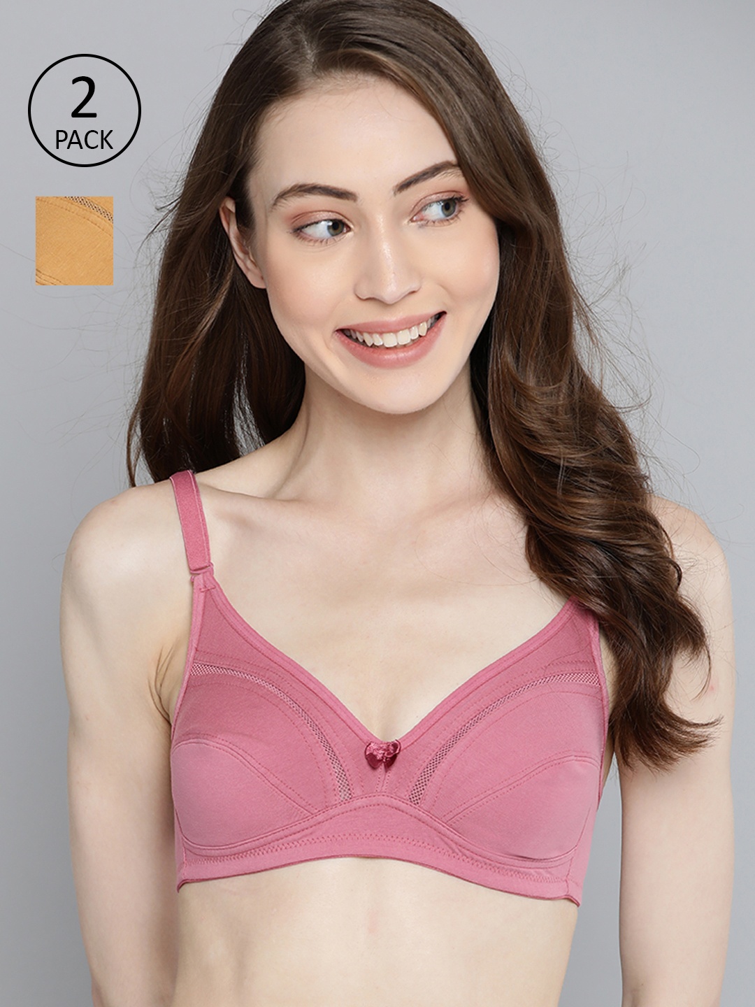 

Mast & Harbour Pack of 2 Everyday Solid Bra, Pink