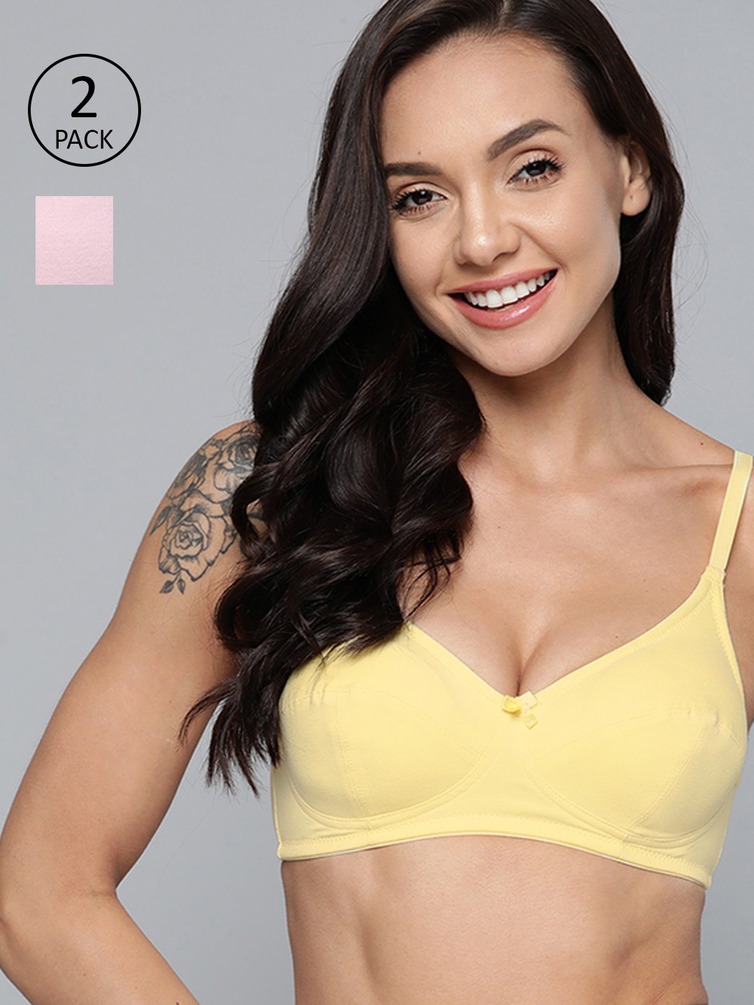 

Mast & Harbour Women Pack of 2 Solid Everyday Bra Medium Coverage, Pink